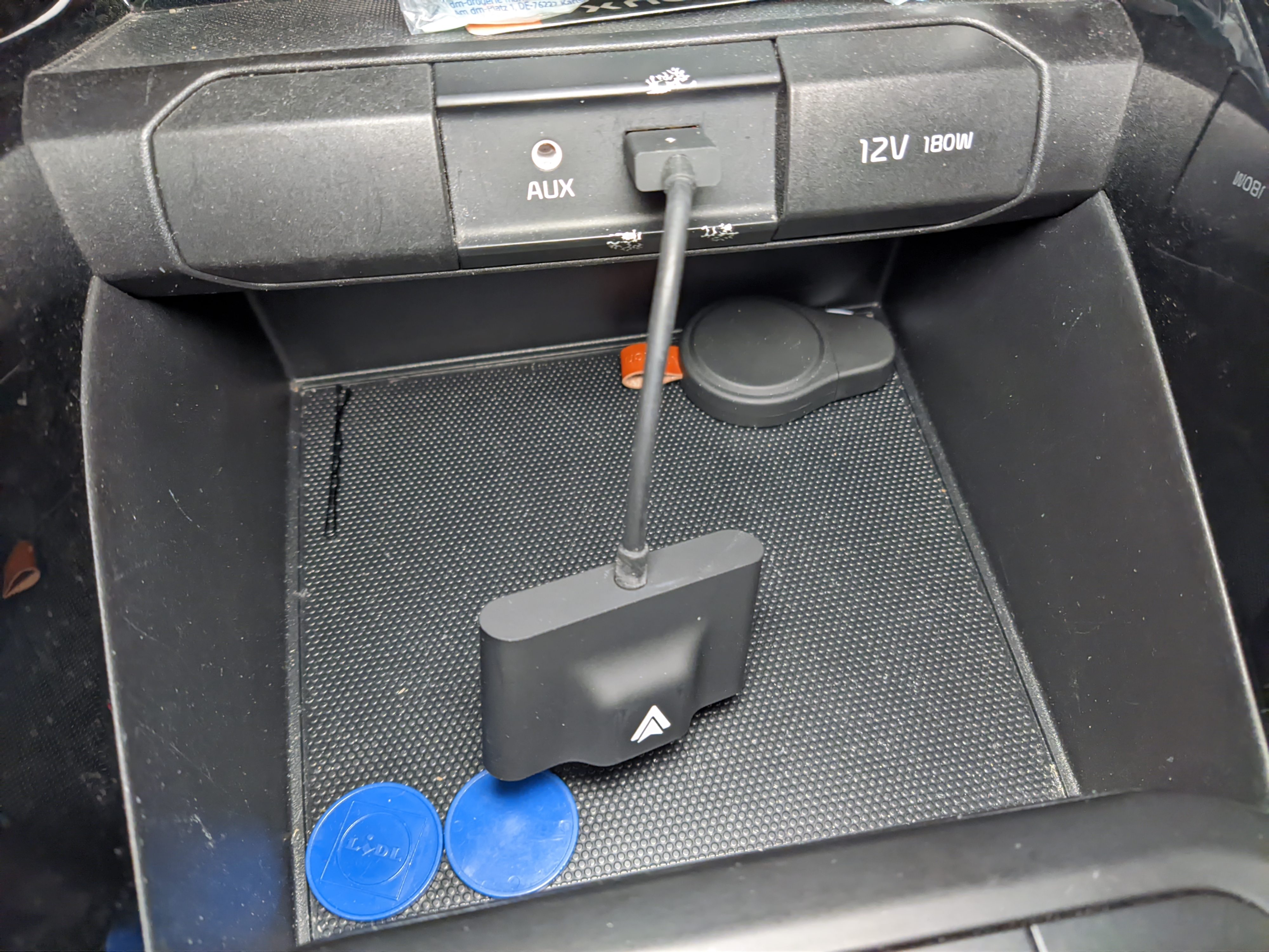 Adapter plugged into car