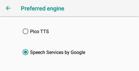 Select Speech Services by Google