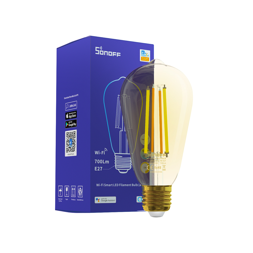 SONOFF B02-F E27 Smart Wi-Fi LED Filament Light Bulb Dimmable Lamp Voice Control 