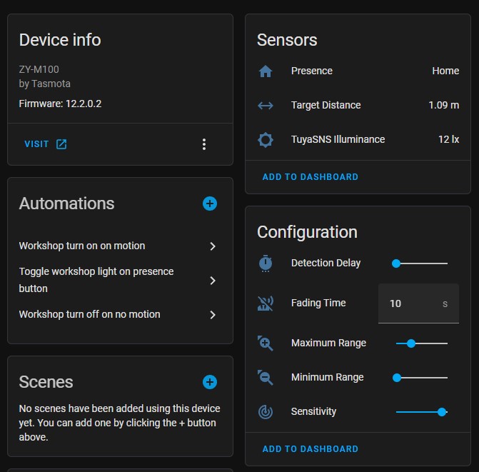 Tasmota Home Assistant device card